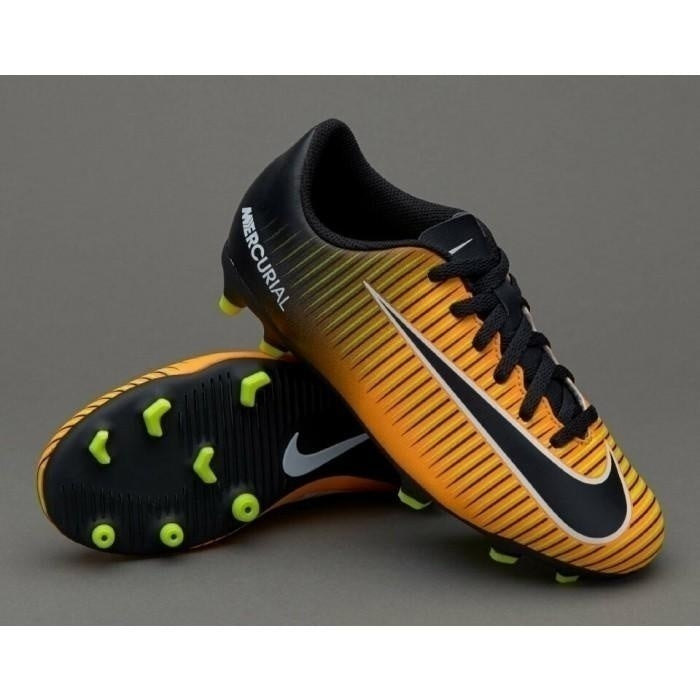 NIKE JR MERCURIAL VORTEX III FG SCARPE DA BAMBINO TERRENI IN ERBA ARANCIONE NERO