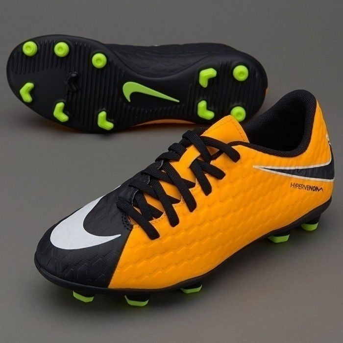 NIKE JR HYPERVENOM PHADE III FG JRSCARPETTE DA CALCIO PER BAMBINI TERRENI IN ERBA ARANCIONE NERO
