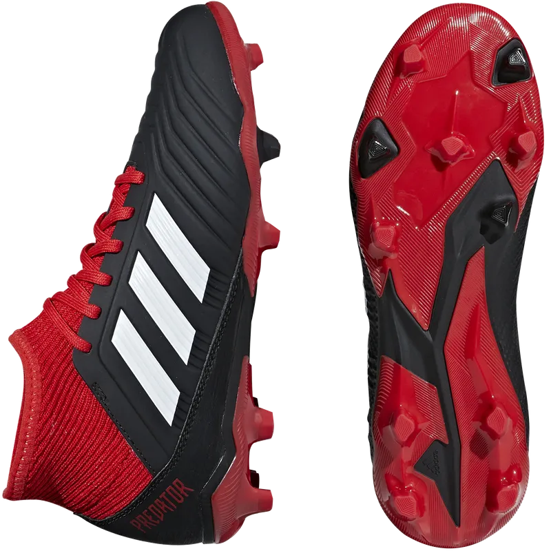 ADIDAS PREDATOR 18.3 FG JUNIOR SCARPE DA CALCIO PER BAMBINI TERRENI IN ERBA NATURALE NERO ROSSO