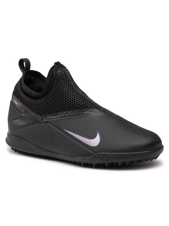 NIKE PHANTOM VSN ACADEMY DF TF SCARPE DA CALCETTO TERRENI SINTETICI TOTAL BLACK NERO CALZINO