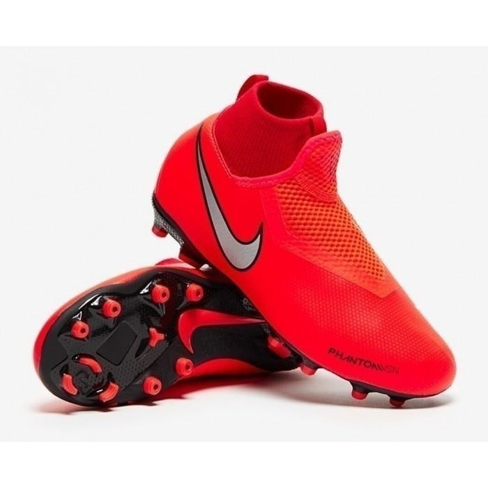 NIKE JR PHANTOM VSN ACADEMY DF FG/MG SCARPETTE DA CALCIO BAMBINO PER TERRENI IN ERBA BLU ARGENTO NERO CALZINO