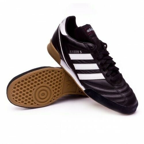 ADIDAS KAISER 5 GOAL INDOOR COLORE NERO BIANCO SUOLA IN CAOCCIù TOMAIA VERA PELLE