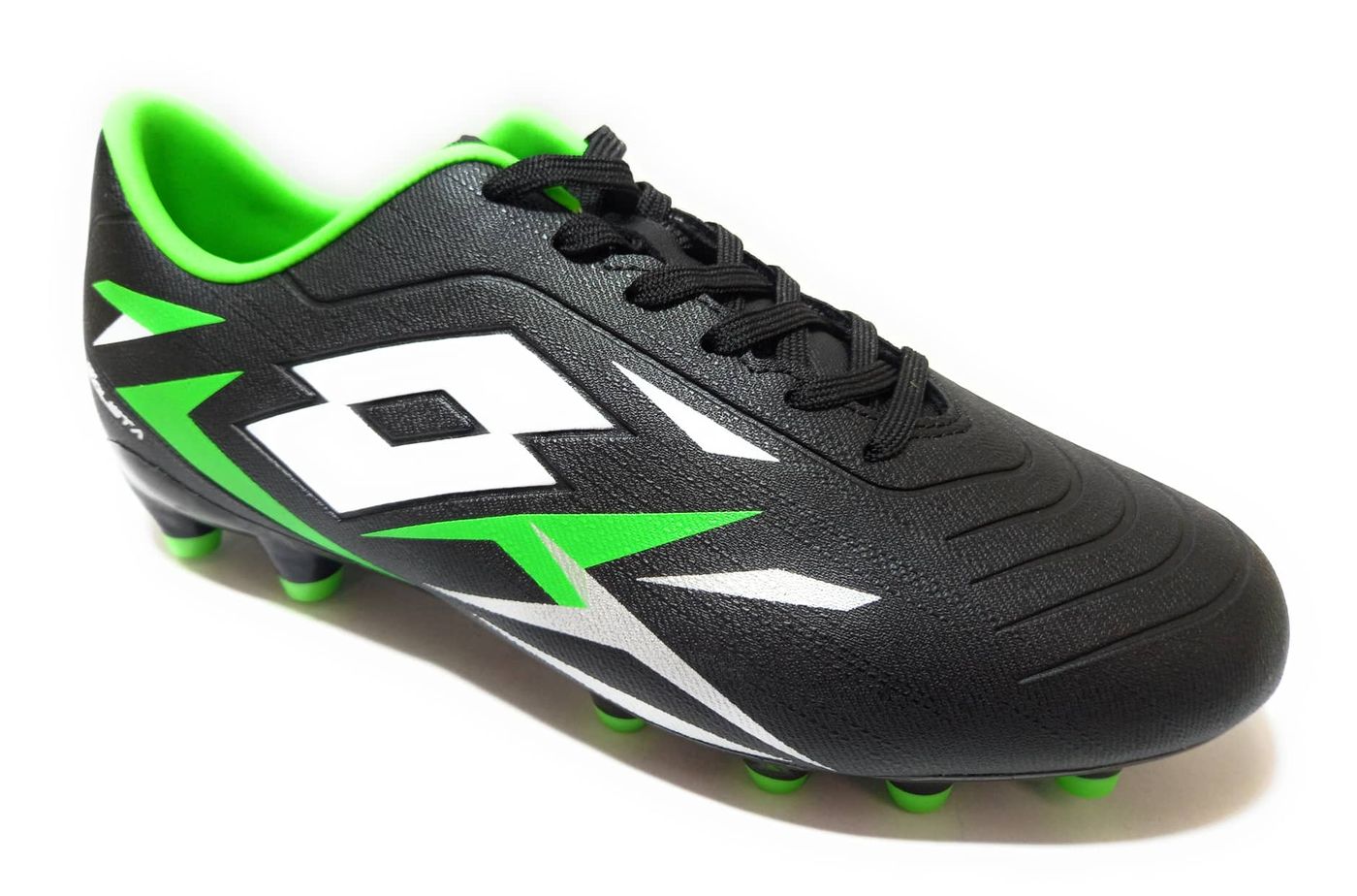 LOTTO SOLISTA 700 VI FG JR SCARPE DA BAMBINO TERRENI IN ERBA NERO VERDE BIANCO