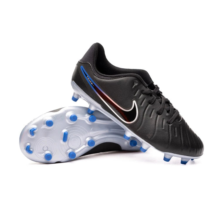 NIKE TIEMPO LEGEND 10 FG SCARPETTE DA CALCIO TERRENI IN ERBA NERO BLU ARGENTO
