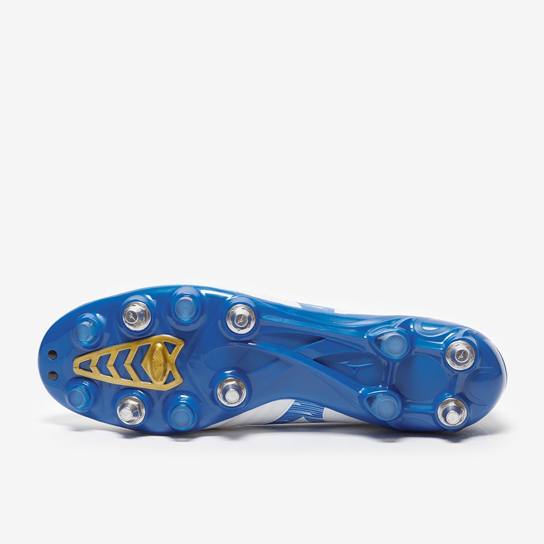 MIZUNO MORELIA  NEO IV BETA ELITE MIX TERRENI BAGNATI TACCHETTI INTERCAMBILI BIANCO BLU ORO