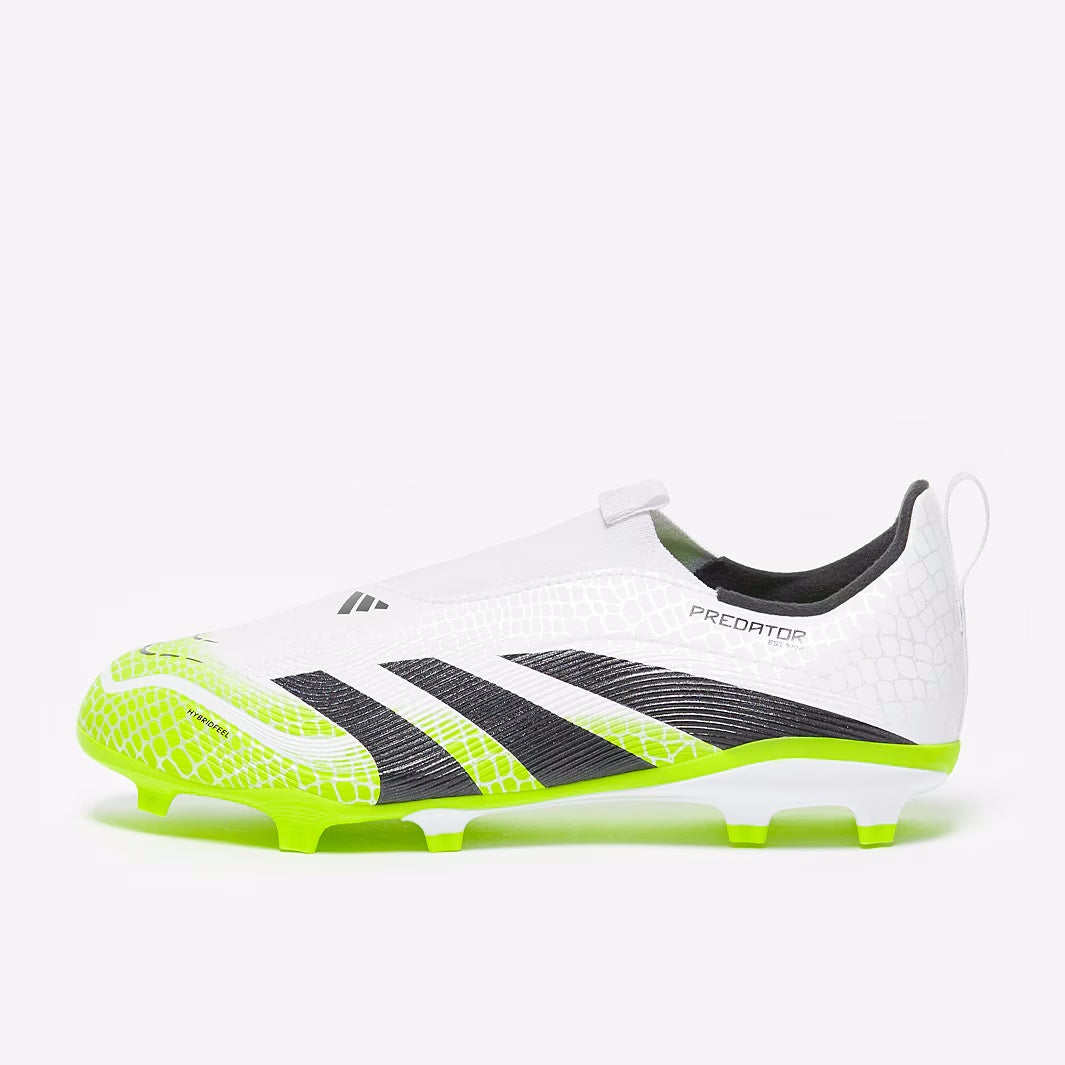ADIDAS PREDATOR LEAGUE LL FG JUNIOR SCARPE DA CALCIO LACELESS BIANCO NERO GIALLO FLUO TERRENI IN ERBA