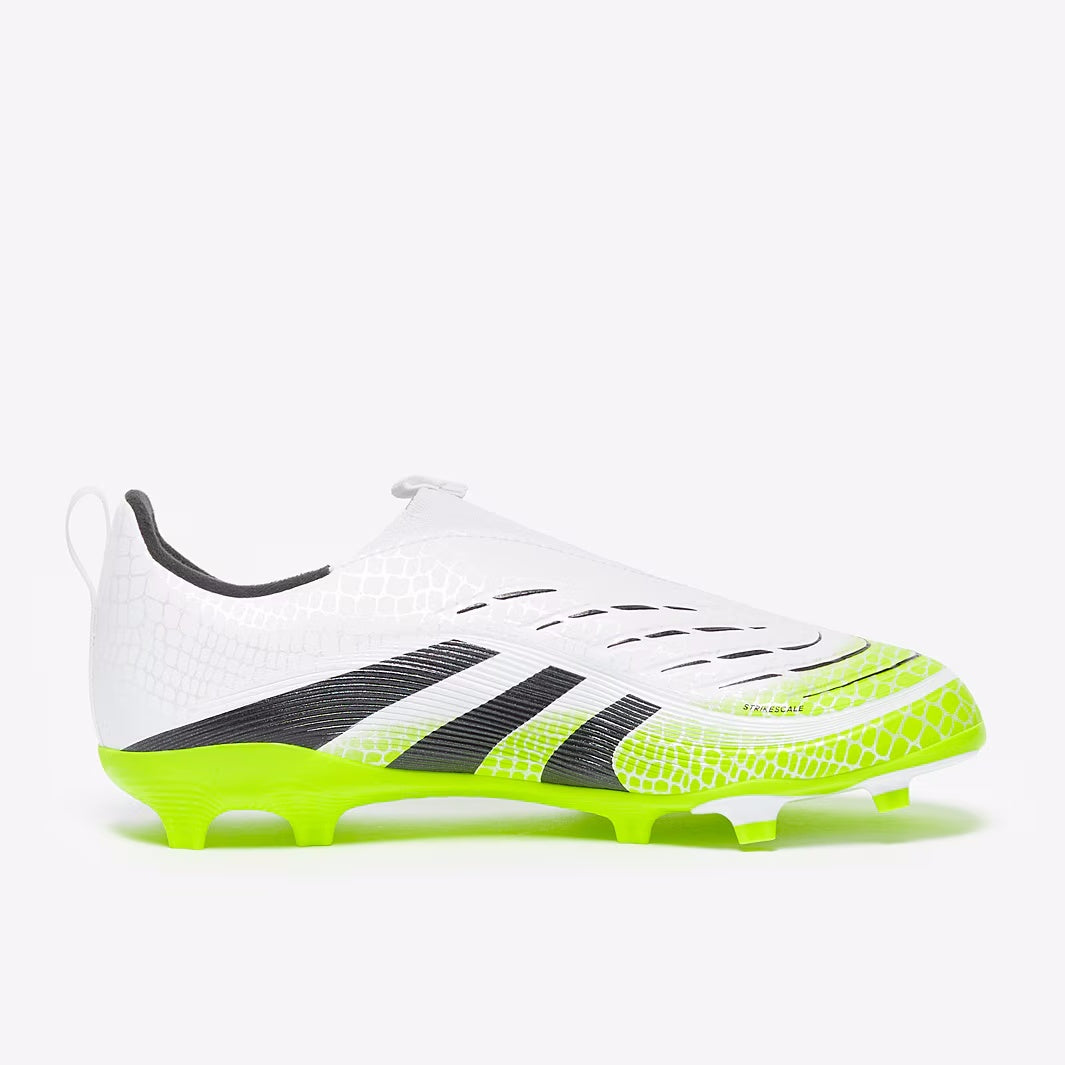 ADIDAS PREDATOR LEAGUE LL FG JUNIOR SCARPE DA CALCIO LACELESS BIANCO NERO GIALLO FLUO TERRENI IN ERBA