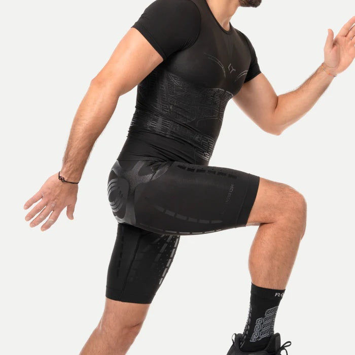 FLOKY ACTIVATOR BIOMECHANICAL SHORTS CALZONCINI SCALDAMUSCOLI PER CALCIO RUNNING NERO PREVENZIONE INFORTUNI