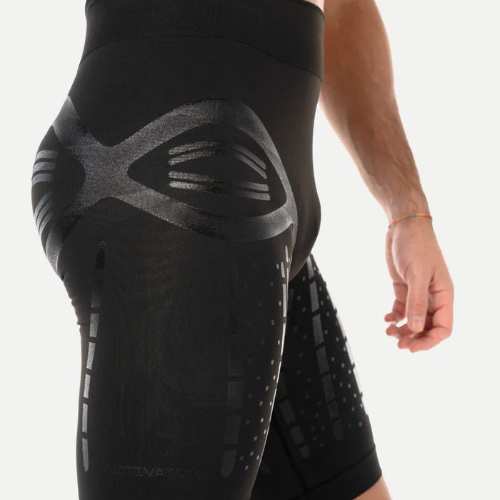 FLOKY ACTIVATOR BIOMECHANICAL SHORTS CALZONCINI SCALDAMUSCOLI PER CALCIO RUNNING NERO PREVENZIONE INFORTUNI