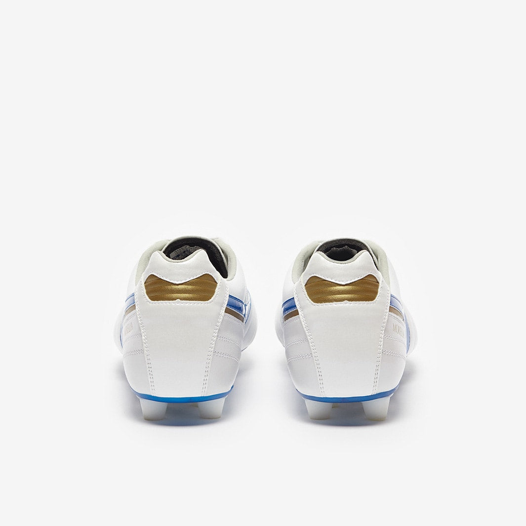 MIZUNO MORELIA II ELITE SCARPE IN PELLE TERRENI IN ERBA COLORE BIANCO BLU ORO