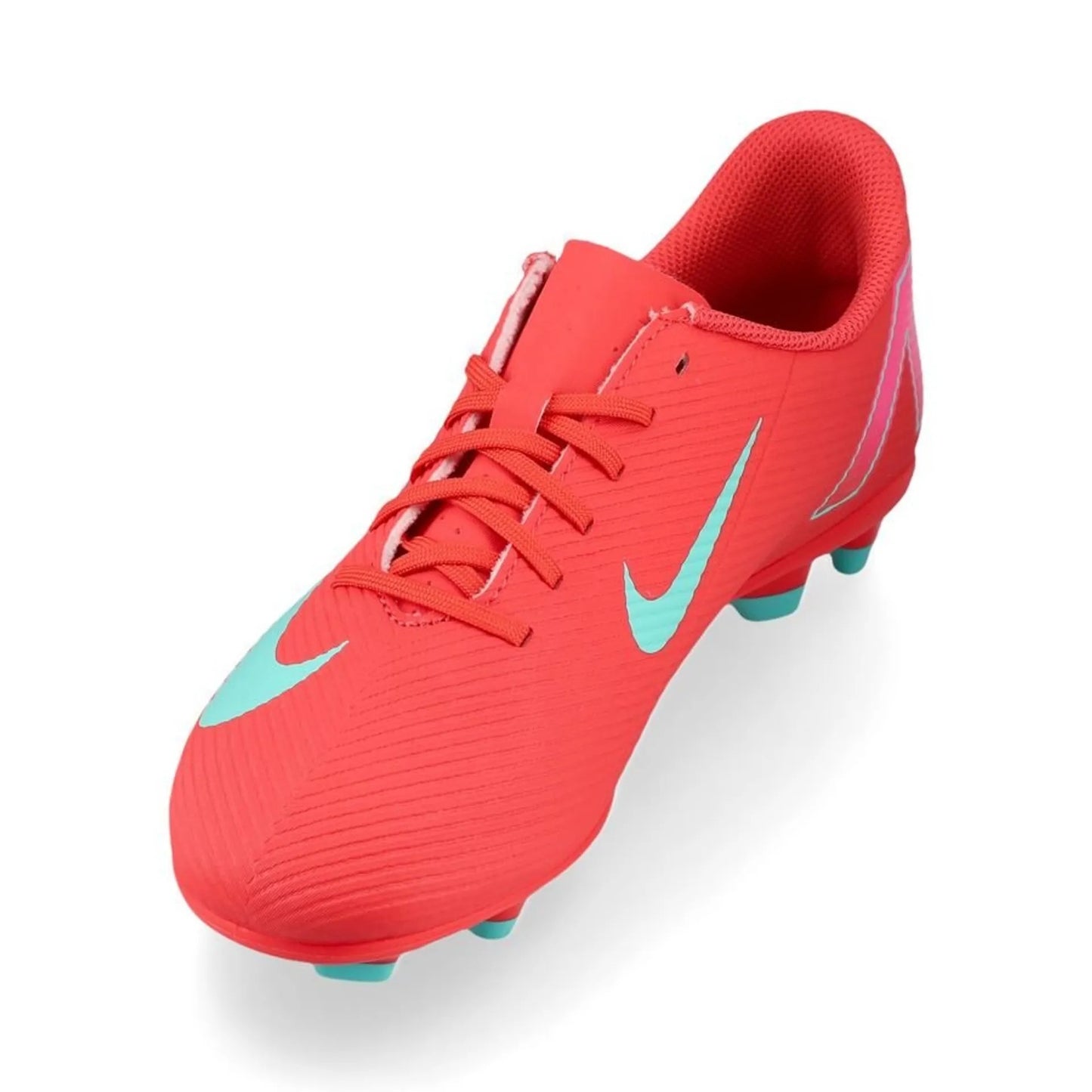 NIKE JR VAPOR 16 CLUB FG/MG SCARPETTE DA CALCIO BAMBINO TERRENI IN ERBA ROSSO CELESTE