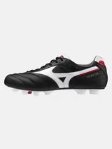 MIZUNO MORELIA II ELITE SCARPE IN PELLE TERRENI IN ERBA COLORE NERO BIANCO ROSSO