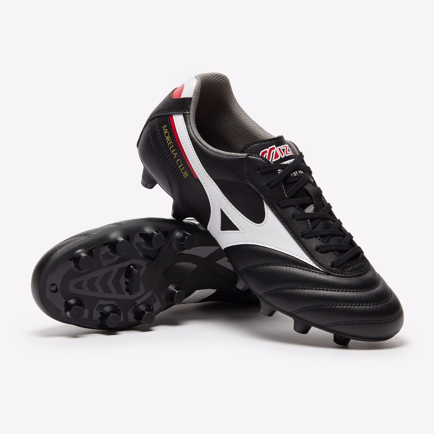 MIZUNO MORELIA II CLUB TERRENI IN ERBA COLORE NERO BIANCO ROSSO