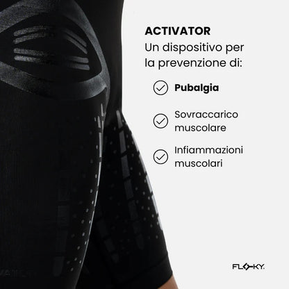 FLOKY ACTIVATOR BIOMECHANICAL SHORTS CALZONCINI SCALDAMUSCOLI PER CALCIO RUNNING NERO PREVENZIONE INFORTUNI