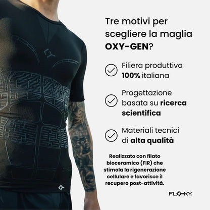 FLOKY OXY-GEN T-SHIRT BIOMECCANICA COLORE NERO PREVENZIONE INFORTUNI RECUPERO PIù VELOCE