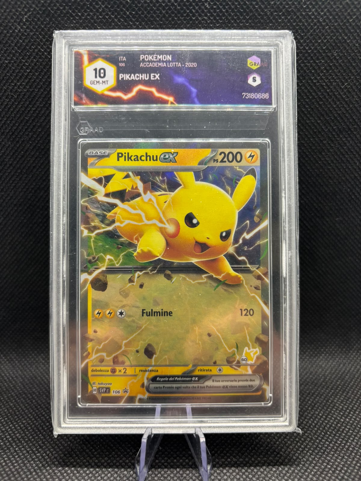 POKEMON PIKACHU EX 106 ACCADEMIA LOTTA 2020 ITA GRAAD 10
