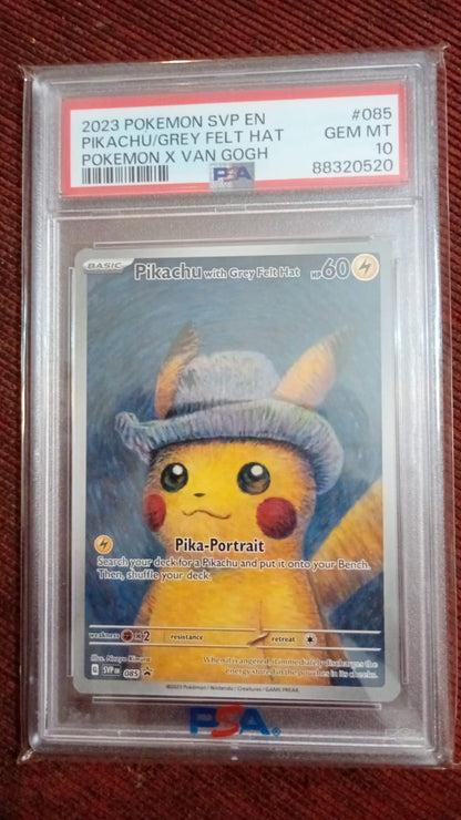 POKEMON PIKACHU WITH GREY FELT HAT PSA10 ENG GEM MINT