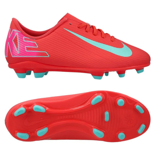 NIKE JR VAPOR 16 CLUB FG/MG SCARPETTE DA CALCIO BAMBINO TERRENI IN ERBA ROSSO CELESTE