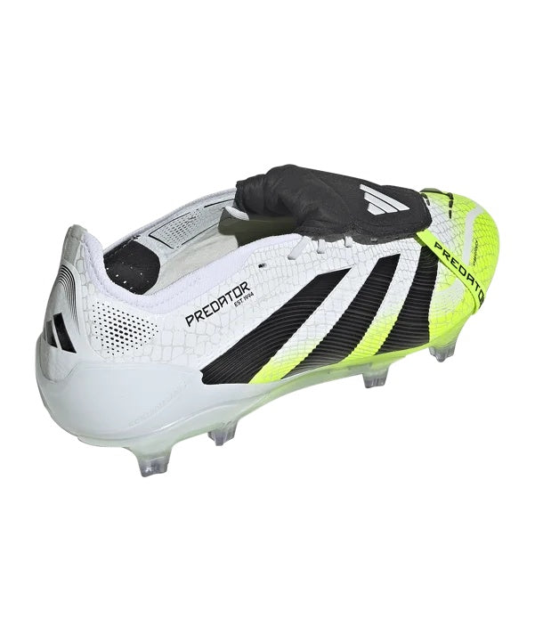 ADIDAS PREDATOR ELITE FG FT SCARPE DA CALCIO BIANCO/NERO/GIALLO FLUO CON LINGUETTA TERRENI IN ERBA NATURALE