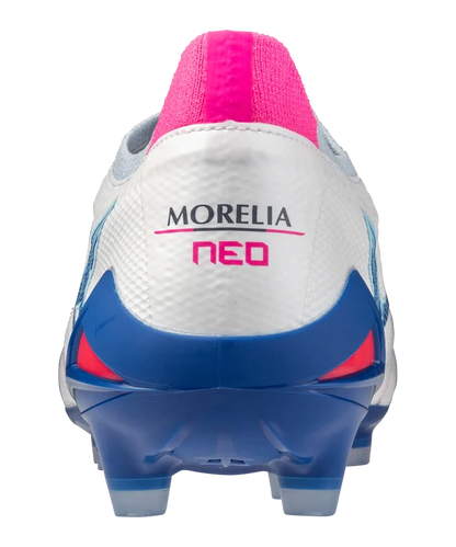 MIZUNO MORELIA NEO IV BETA ELITE FG SCARPETTE  CALCIO TERRENI I NERBA BIANCO BLU ROSA