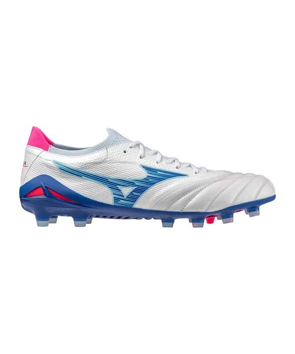 MIZUNO MORELIA NEO IV BETA ELITE FG SCARPETTE  CALCIO TERRENI I NERBA BIANCO BLU ROSA