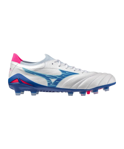 MIZUNO MORELIA NEO IV BETA ELITE FG SCARPETTE  CALCIO TERRENI I NERBA BIANCO BLU ROSA