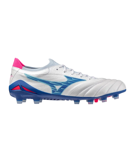 MIZUNO MORELIA NEO IV BETA ELITE FG SCARPETTE  CALCIO TERRENI I NERBA BIANCO BLU ROSA