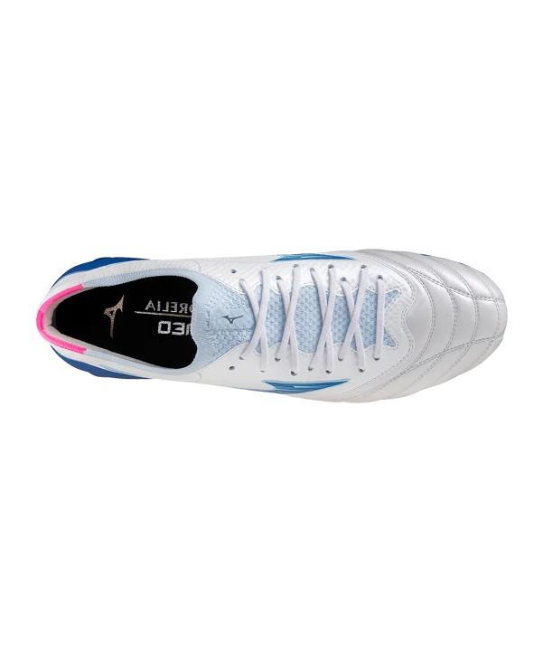 MIZUNO MORELIA NEO IV BETA ELITE FG SCARPETTE  CALCIO TERRENI I NERBA BIANCO BLU ROSA
