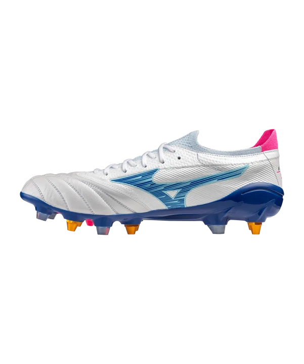 MIZUNO MORELIA NEO IV BETA ELITE MIX SCARPETTE DA CALCIO TERRENI BAGNATI BIANCO BLU ROSA TACCHETTI INTERCAMBIABILI